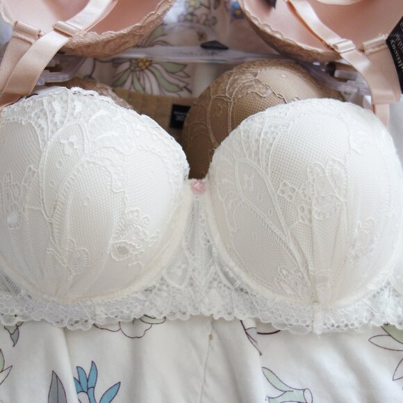 Rene Rofe 3-Pack Push up Bras Blush Pink White Tan Lace Multiway (36D) NWT! - Picture 4 of 13